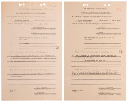 Lot #7119 Joachim von Ribbentrop (3) Documents Signed at Nuremberg, Seeking Testimony from Three Prominent British Figures: Lords Londonderry, Beaverbrook, and Derby - Image 2