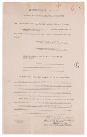 Lot #7120 Joachim von Ribbentrop Document Signed