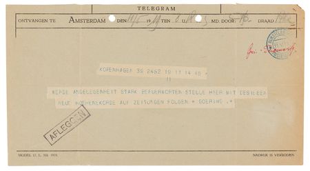 Lot #7008 Hermann Göring Telegram on New Altitude