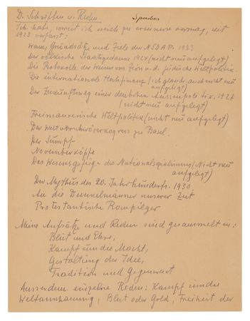 Lot #7134 Alfred Rosenberg Autograph Document Signed at Nuremberg, Listing the Books that Built Nazi Ideology - Image 1