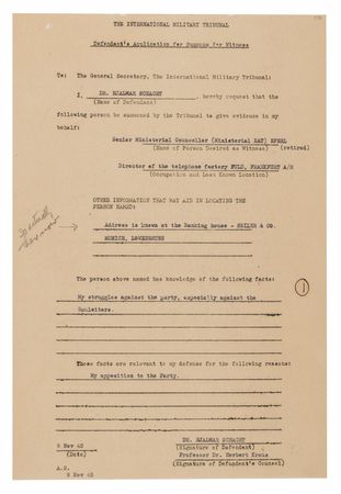 Lot #7207 Hjalmar Schacht Document Signed at Nuremberg, Calling a Banker Who Testified to His 