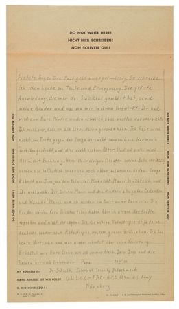 Lot #7212 Hjalmar Schacht Autograph Letter Signed from Nuremberg Prison: 