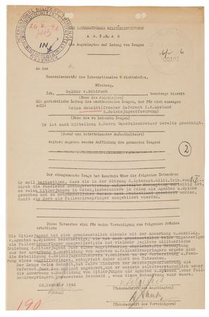 Lot #7196 Baldur von Schirach Document Signed at Nuremberg: 