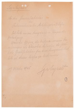 Lot #7177 Arthur Seyss-Inquart Autograph Letter Signed at Nuremberg: 