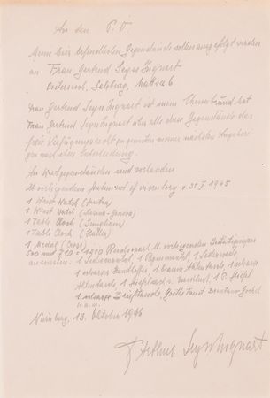 Lot #7181 Arthur Seyss-Inquart Autograph Manuscript Signed at Nuremberg - His Last Will and Testament - Image 1