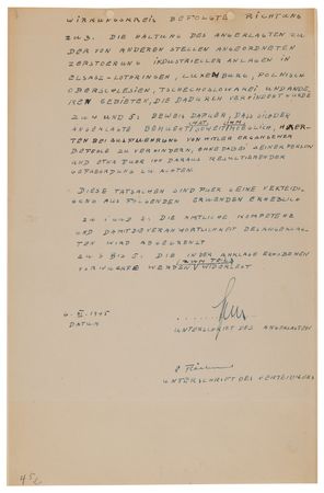 Lot #7222 Albert Speer Autograph Document Signed at Nuremberg, Requesting the 