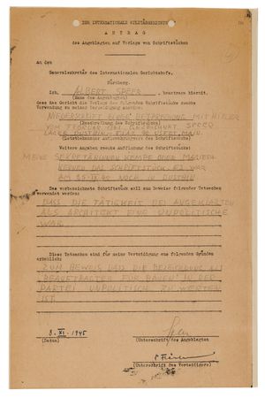 Lot #7224 Albert Speer Document Signed at