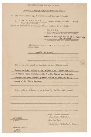 Lot #7147 Julius Streicher Document Signed at Nuremberg, Defending His Antisemitic Propaganda as Fact - Image 2