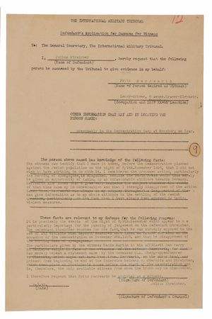 Lot #7151 Julius Streicher Document Signed at Nuremberg, Denying Support for Kristallnacht: 