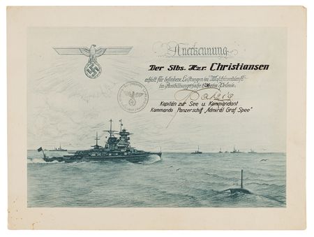 Lot #7007 Conrad Patzig Signed Admiral Graf Spee