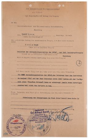 Lot #7117 Rudolf Hess Document Signed at