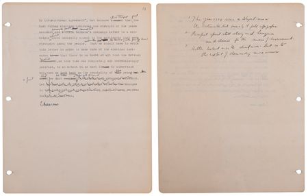 Lot #7001 John F. Kennedy Original Hand-Corrected Manuscript for Why England Slept (circa 1939–1940) - 13-Page Chapter on British Rearmament - Image 13