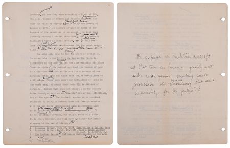 Lot #7001 John F. Kennedy Original Hand-Corrected Manuscript for Why England Slept (circa 1939–1940) - 13-Page Chapter on British Rearmament - Image 6