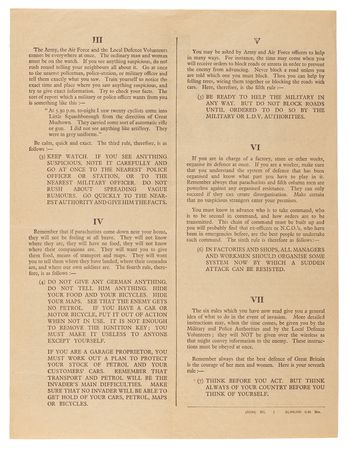 Lot #7020 Winston Churchill Lot of (9) Items, Featuring the 1940 ‘If the Invader Comes’ Leaflet and ‘Dunkirk to Berlin’ Poster Map - Image 2