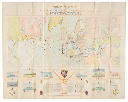 Lot #7020 Winston Churchill Lot of (9) Items, Featuring the 1940 ‘If the Invader Comes’ Leaflet and ‘Dunkirk to Berlin’ Poster Map - Image 3