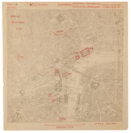 Lot #7018 German Luftwaffe ‘Secret’ Target Map of