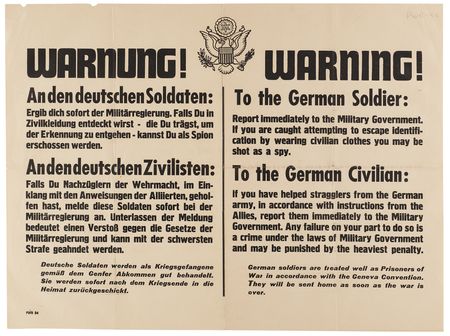 Lot #7052 WWII Allied Bilingual ‘Warning!’
