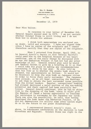 Lot #7099 Ira C. Eaker Typed Letter Signed -