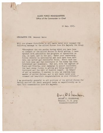 Lot #7031 Dwight D. Eisenhower War-Dated Typed