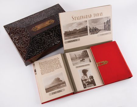 Lot #7024 Stalingrad Sword Presentation Casket (c. 1944) from the People of Stalingrad to Wilkinson Sword Craftsman J. W. Latam, with Album of (80+) Photographs - Image 7