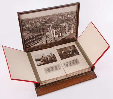 Lot #7024 Stalingrad Sword Presentation Casket (c. 1944) from the People of Stalingrad to Wilkinson Sword Craftsman J. W. Latam, with Album of (80+) Photographs - Image 3
