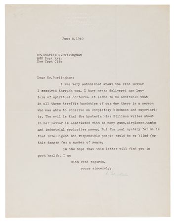 Lot #7241 Albert Einstein Typed Letter Signed,