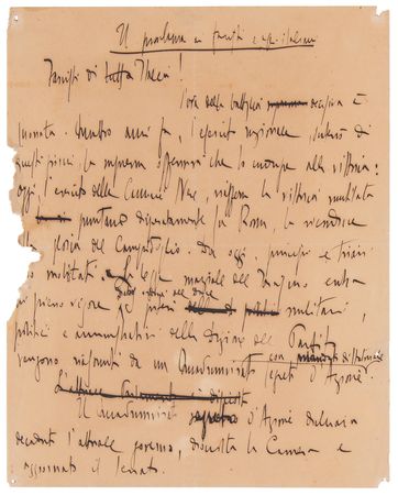 Lot #7278 Benito Mussolini Handwritten 'Proclamation of Revolution,' Issued on the Eve of the March on Rome (1922) - Image 2