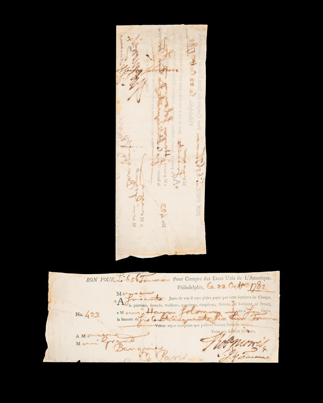 Lot 8043 Haym Salomon and Robert Morris Signed Bill of Exchange for Financing the Revolutionary War (October 22, 1782)
