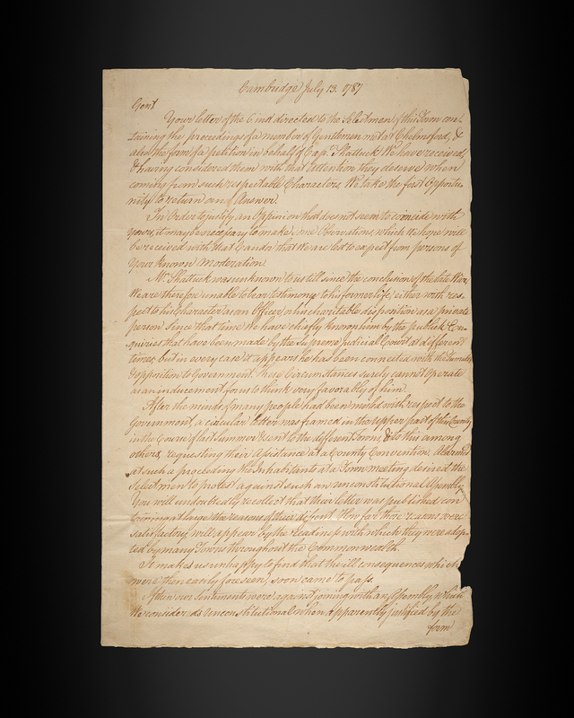 Lot 8051 Shays’ Rebellion: Aaron Hill Letter Signed for the Selectmen of Cambridge - 