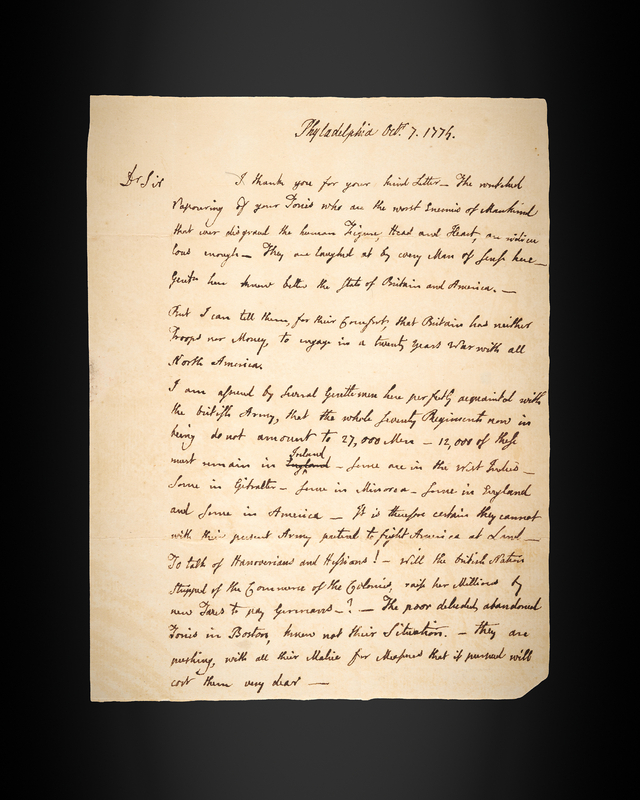 Lot 8006 John Adams Handwritten Letter on the Eve of Revolution, Declaring that 