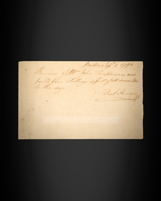 Lot 8012 Paul Revere Autograph Document Signed, Receiving Payment from a Wealthy Patron of His Silver Shop
