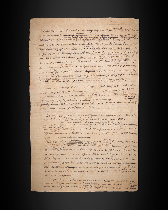 Lot 8063 James Monroe Handwritten Manuscript Draft on International Affairs and the Jay Treaty