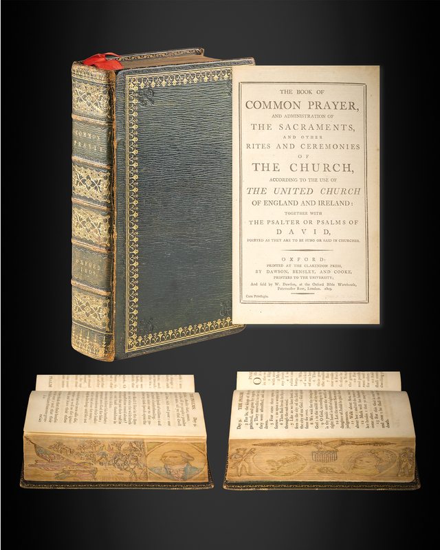 Lot 8068 Book of Common Prayer with Rare Double Fore-Edge Paintings of George Washington, Martha Washington, and Revolutionary War Scenes