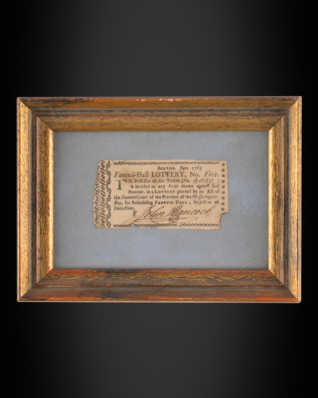 Lot 8013 John Hancock Signed 1765 Faneuil Hall Lottery Ticket
