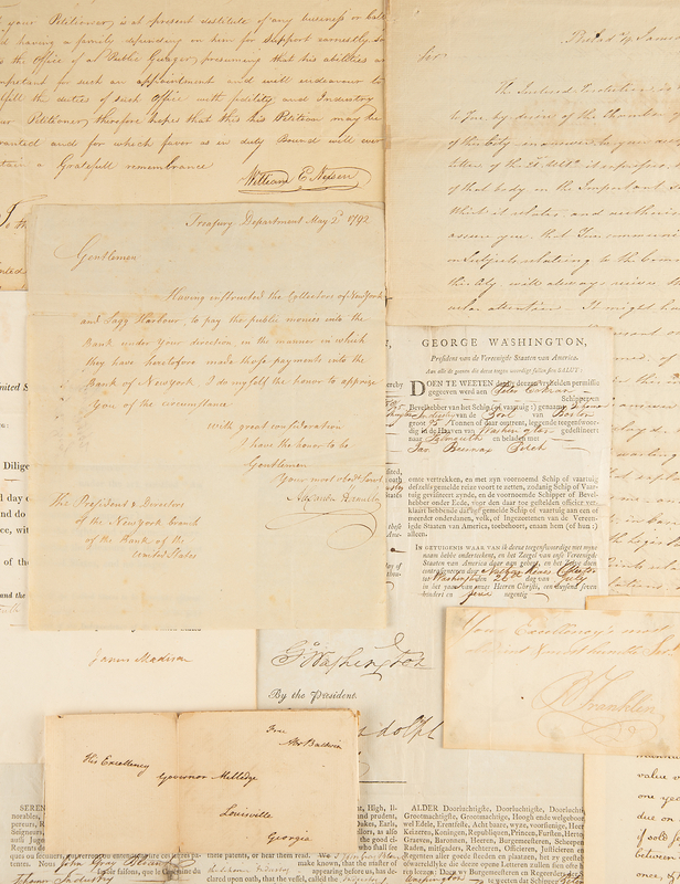 Lot 8048 Constitution Signers: Complete Set of (40) Autographs with Founding Fathers George Washington, Benjamin Franklin, Alexander Hamilton, and James Madison