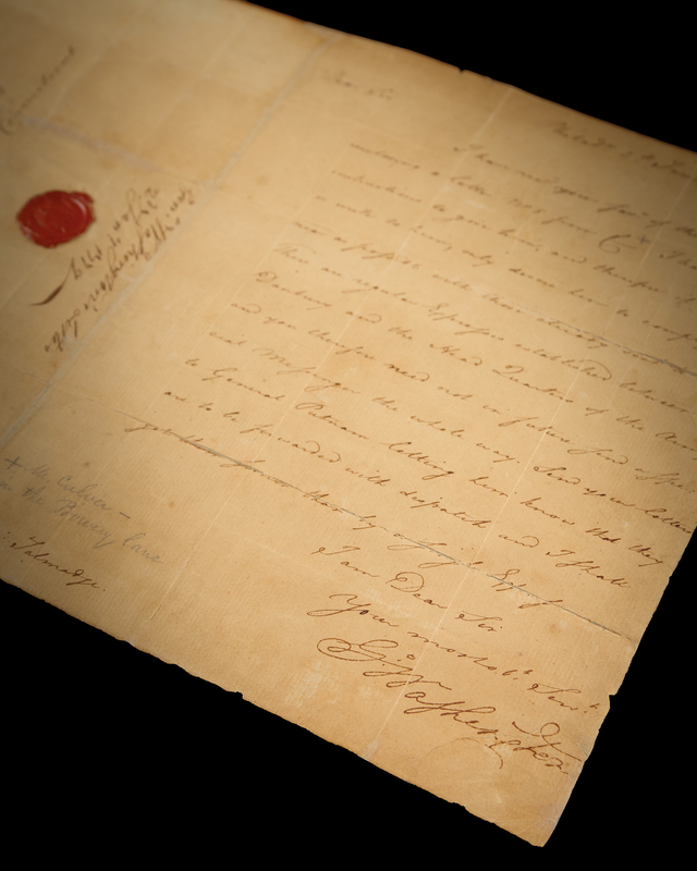 Lot 8018 George Washington War-Dated Letter Signed to Major Benjamin Tallmadge with Original Franked Address Panel, Directing Culper Ring Intelligence Courier Routes and Referencing Founding Spy Abraham Woodhull (1779)