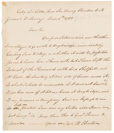 Lot #8034 Benedict Arnold Revolutionary War–Dated Handwritten Letter (Copy of Henry Clinton's Letter to Oliver De Lancey) - Image 2