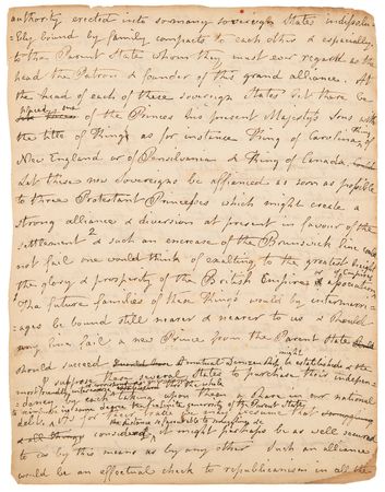 Lot #8003 [King George III] Baptist Noel Turner Autograph Draft Proposal for Settling the American Colonies (c. 1775) - Image 3
