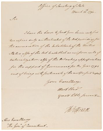 Lot #8057 Thomas Jefferson Letter Signed Communicating Acts for the First United States Census and Rules for Granting Citizenship to Immigrants - Image 2