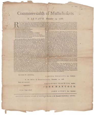 Lot #8056 John Hancock Broadside for the Selection of Massachusetts' Electors in the First Presidential Election - Image 2
