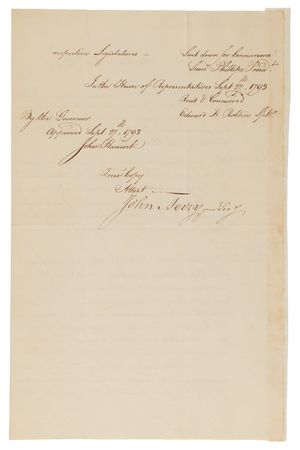 Lot #8061 Samuel Adams Letter Signed on His First Day as Governor of Massachusetts on 