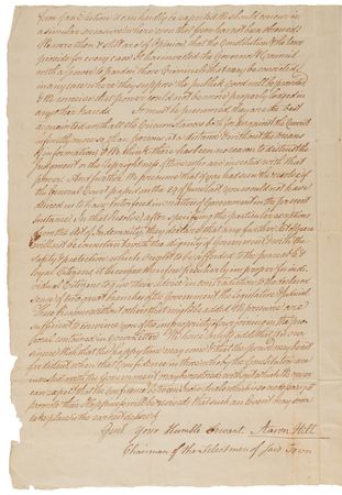 Lot #8051 Shays’ Rebellion: Aaron Hill Letter Signed for the Selectmen of Cambridge - 