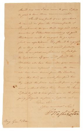 Lot #8017 George Washington Revolutionary War-Dated Letter Signed to Brig. Gen. Potter, Planning a War 