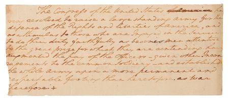 Lot #8015 George Washington Revolutionary War-Era Handwritten Manuscript Fragment on Raising 