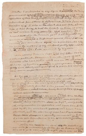 Lot #8063 James Monroe Handwritten Manuscript Draft on International Affairs and the Jay Treaty - Image 2
