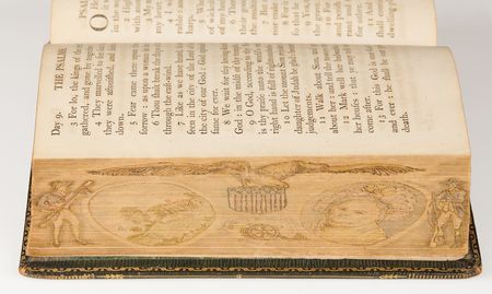 Lot #8068 Book of Common Prayer with Rare Double Fore-Edge Paintings of George Washington, Martha Washington, and Revolutionary War Scenes - Image 5
