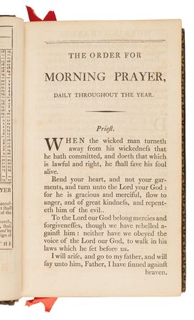 Lot #8068 Book of Common Prayer with Rare Double Fore-Edge Paintings of George Washington, Martha Washington, and Revolutionary War Scenes - Image 6