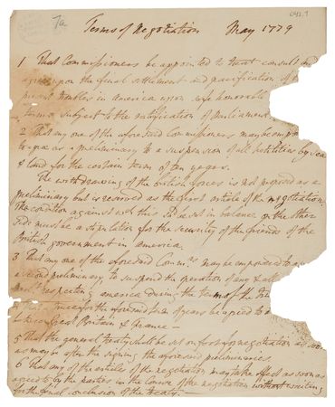 Lot #8046 David Hartley the Younger (7) Revolutionary War-Era Handwritten Manuscripts on Peace Negotiations by Britain's Sole Signatory to the Treaty of Paris - Image 2