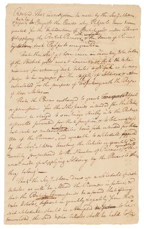 Lot #8032 Arthur Middleton Handwritten Revolutionary War-Era Congressional Resolution on Maintenance of Prisoners of War, with Secret Cipher Key - Image 2