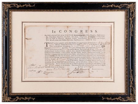 Lot #8025 John Hancock War-Dated Document Signed, Commissioning the Schooner Liberty for Privateering Against Great Britain - 